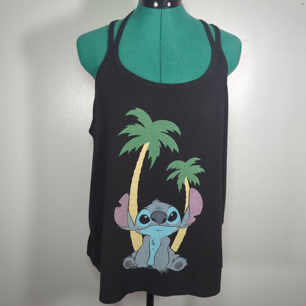 Disney Stitch Tropical Racerback Tank Top Y2K Disneycore Black Size 00